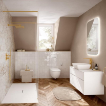 Cot racord Villeroy&Boch, Universal Showers, pătrat cu suport duș, brushed gold